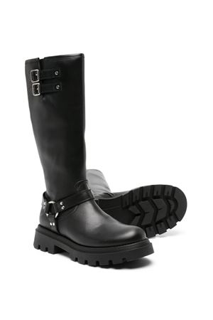 Black calf leather boots GALLUCCI KIDS | J40042AM090999NERO